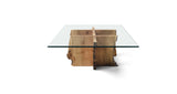 Commercial Glass Coffee Table with 3-piece interlocking base
