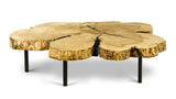 1074 Maple Live Edge Wood Round Coffee Table 59" x 48"