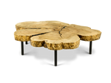 1074 Maple Live Edge Wood Round Coffee Table 59" x 48"