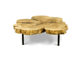 1074 Maple Live Edge Wood Round Coffee Table 59" x 48"