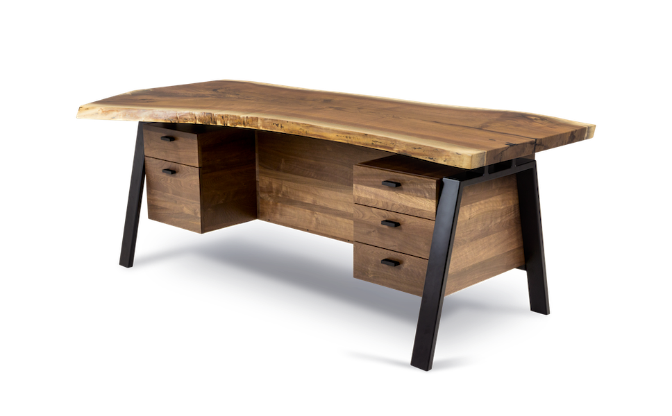 Live edge desk with drawers discount
