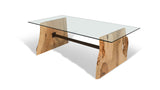 1071 Maple Live Edge Planar Base Glass Table 84" x 42"