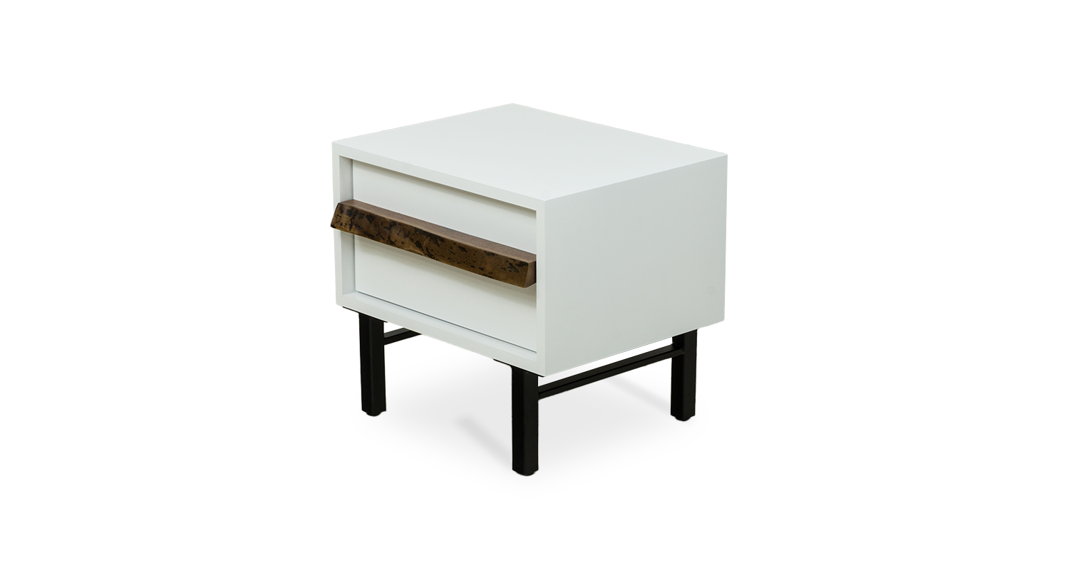 1171 White Nightstand with Live Edge Walnut Pulls 20" x 16" Created