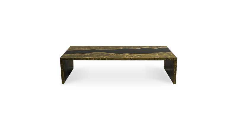 1081 Stained Mappa Straight Edge Double Waterfall Coffee Table 72" x 36"