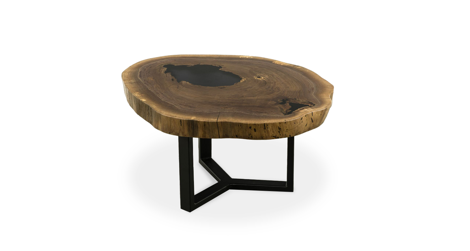 1087 Walnut Live Edge Round Coffee Table 30" D Created Hardwood