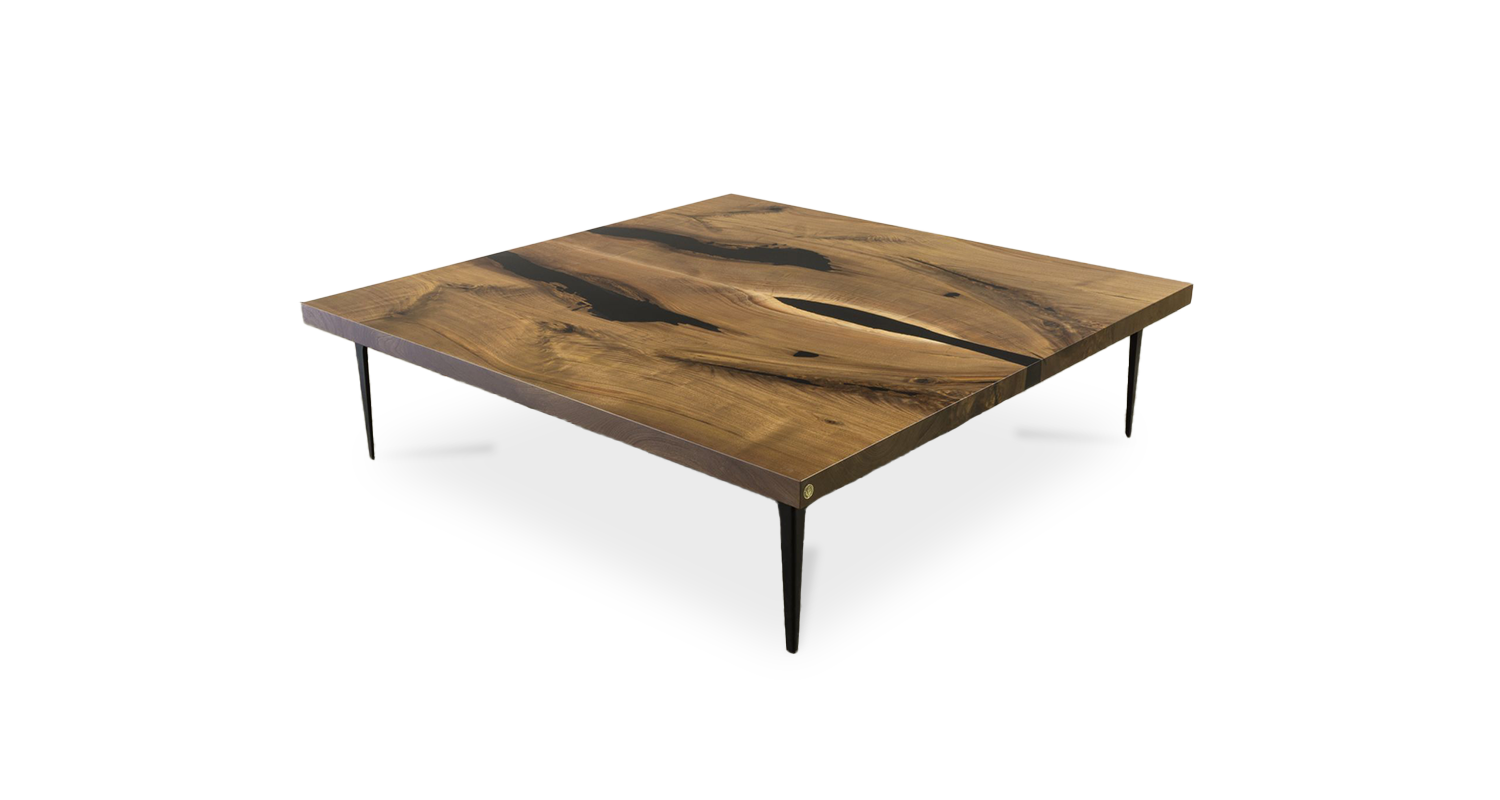 1085 Walnut Straight Edge Bookmatch Coffee Table 60" x 60" Created