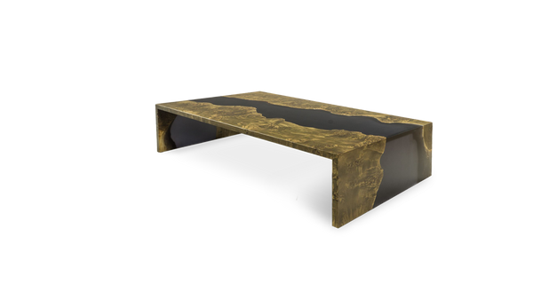 1081 Stained Mappa Straight Edge Double Waterfall Coffee Table 72" x 36"
