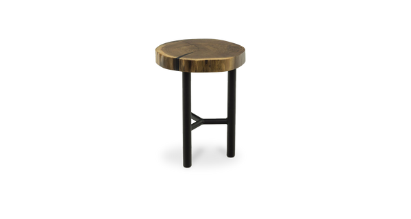 1092 Round Walnut Live Edge End Table 16" D