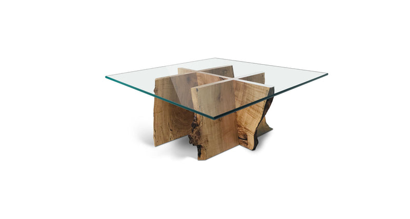 Commercial Glass Coffee Table with 3-piece interlocking base