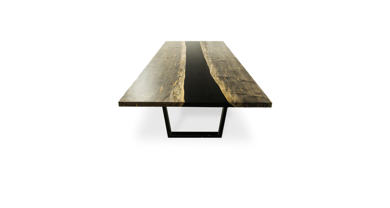 1195 Ebonized Maple Epoxy River Table 144" x 51"