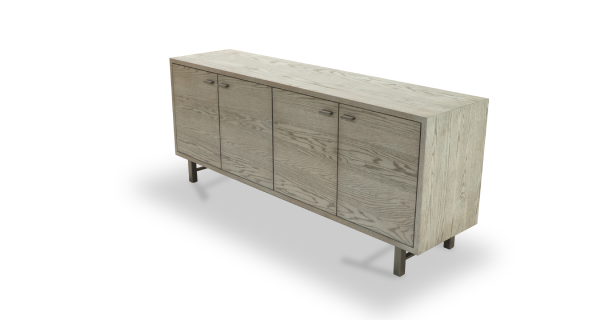 1239 Whitewash Oak Solid Face Credenza 60" x 24" D