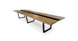 1189 Ebonized Maple Straight Edge Conference Table with Metal Trough 168" x 48"