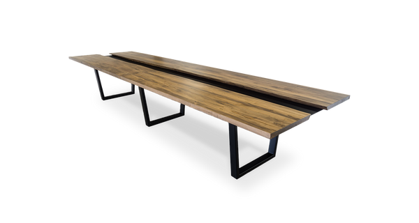 1189 Ebonized Maple Straight Edge Conference Table with Metal Trough 168" x 48"