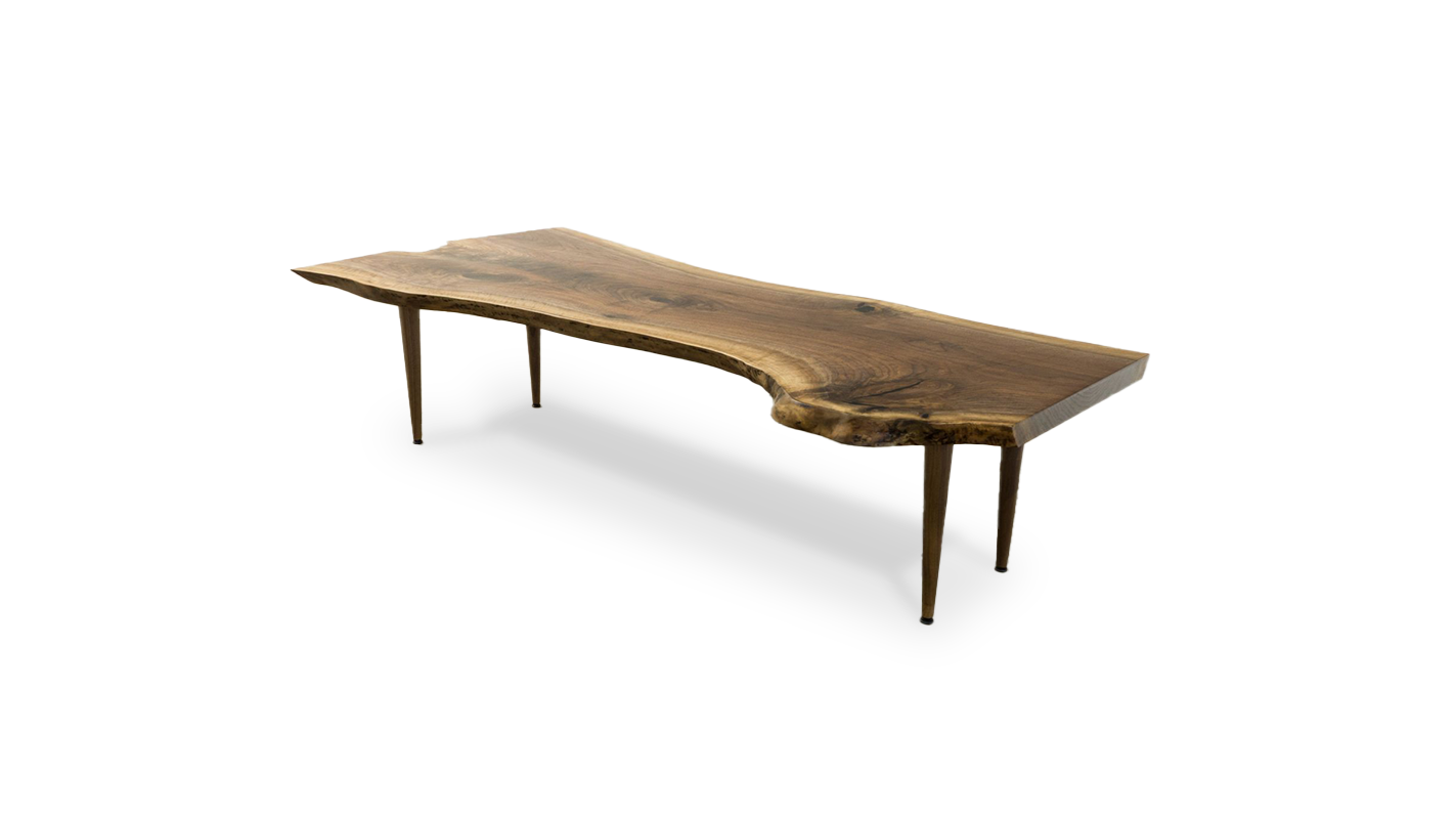 1191 Walnut Live Edge Coffee Table 70" x 25" Created Hardwood