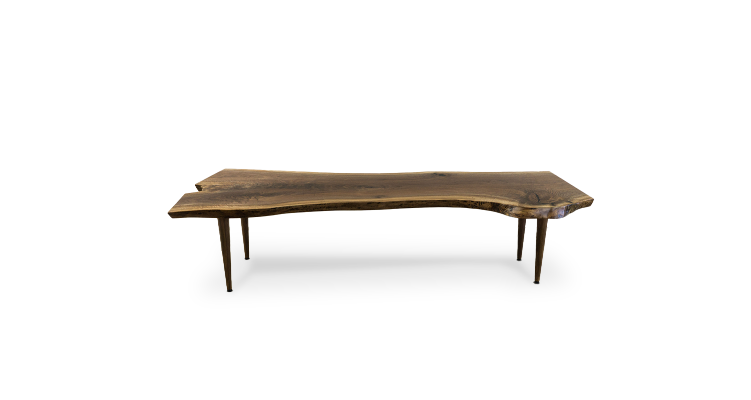 1191 Walnut Live Edge Coffee Table 70" x 25" Created Hardwood