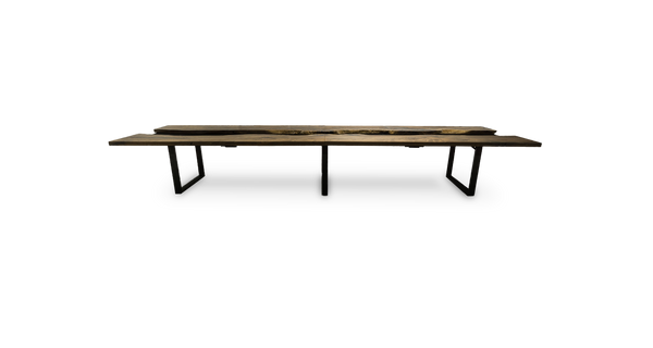 1187 Walnut Straight Edge Conference Table with Metal Trough 192" x 51"