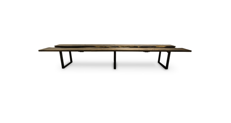 1187 Walnut Straight Edge Conference Table with Metal Trough 192" x 51"