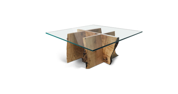 1179 Glass Coffee Table with 3-piece interlocking base 32" x 32"