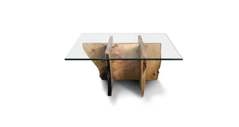 1179 Glass Coffee Table with 3-piece interlocking base 32" x 32"