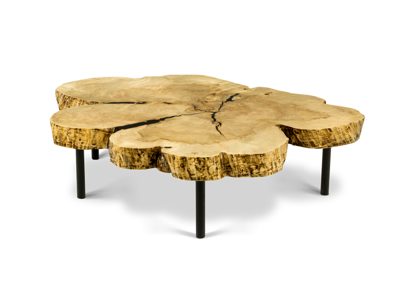1074 Maple Live Edge Wood Coffee Table 49" D