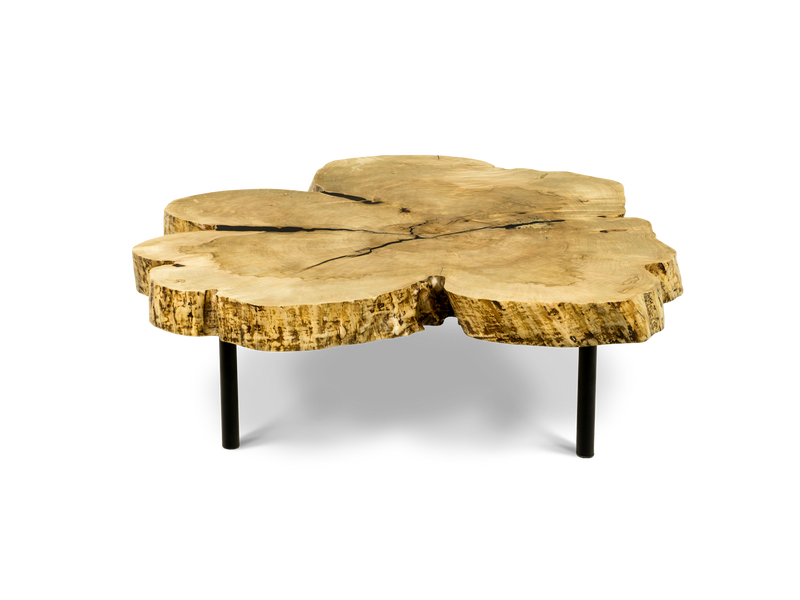 1074 Maple Live Edge Wood Coffee Table 49" D