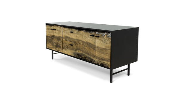 Custom Live Edge Credenza with Solid Face