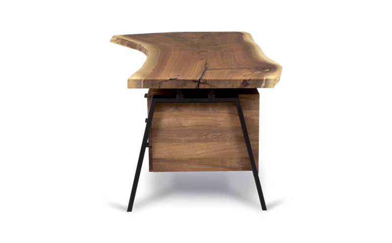 1124 Walnut Live Edge Floating Top Executive Desk 80" x 36"