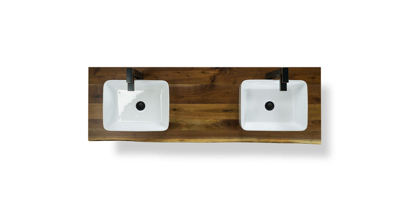 Live Edge Walnut Double Vessel Vanity