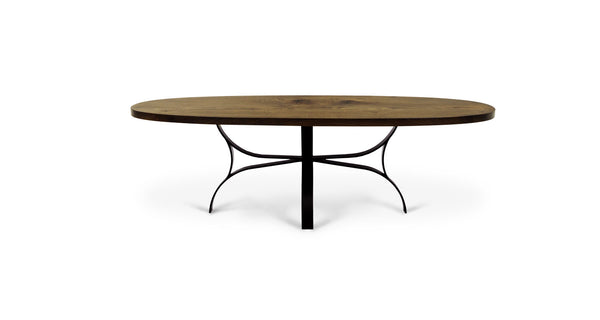 1168 Stained Oak Straight Edge Oval Table 96" x 40"