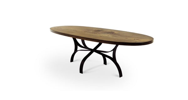 1168 Stained Oak Straight Edge Oval Table 96" x 40"