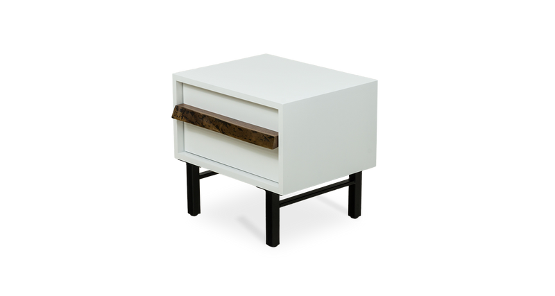 1171 White Nightstand with Live Edge Walnut Pulls 20" x 16"