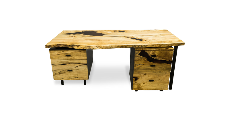 1120 Maple Live Edge Desk with Storage Pedestal 72" x 34"