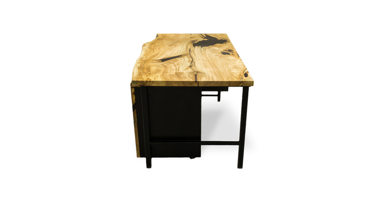 1120 Maple Live Edge Desk with Storage Pedestal 72" x 34"