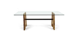 1134 Walnut Live Edge Planar Base Glass Table