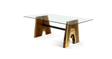 1134 Walnut Live Edge Planar Base Glass Table