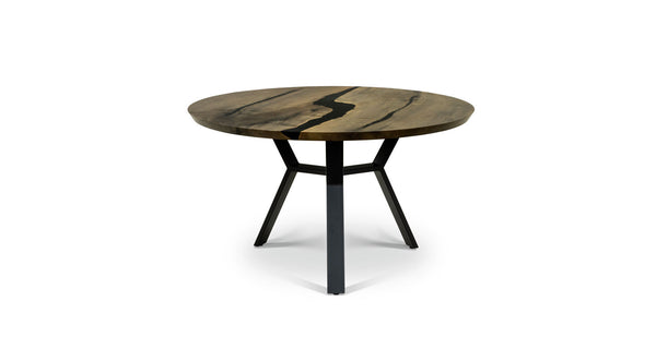 1138 Ebonized Maple Inverted Edge Round Table 48” D