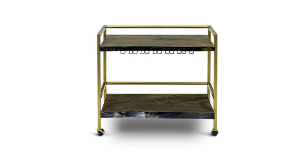 1098 Ebonized Maple Live edge Bar Cart 36" x 22"