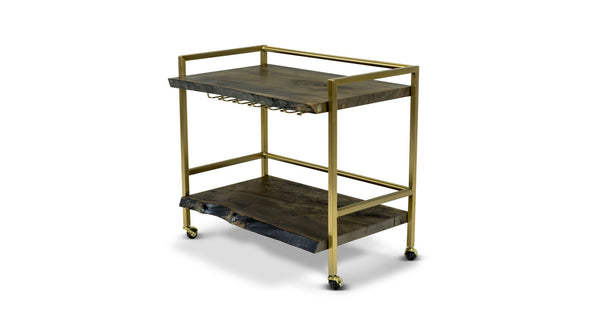 1098 Ebonized Maple Live edge Bar Cart 36" x 22"