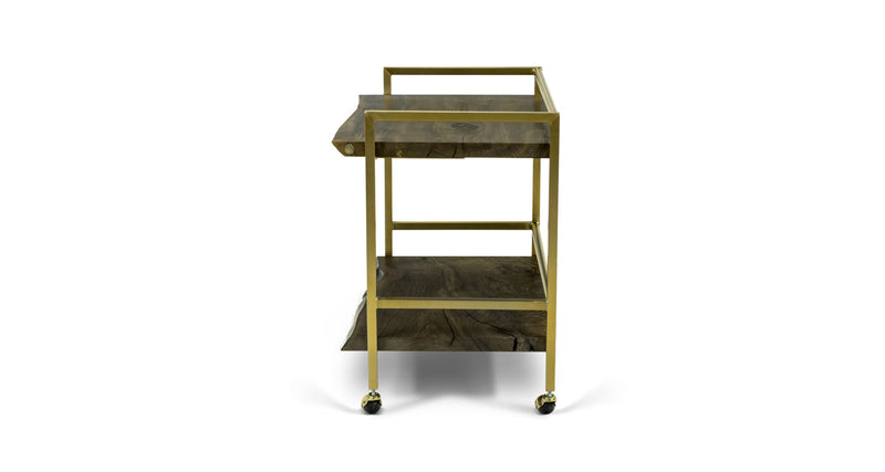 1098 Ebonized Maple Live edge Bar Cart 36" x 22"