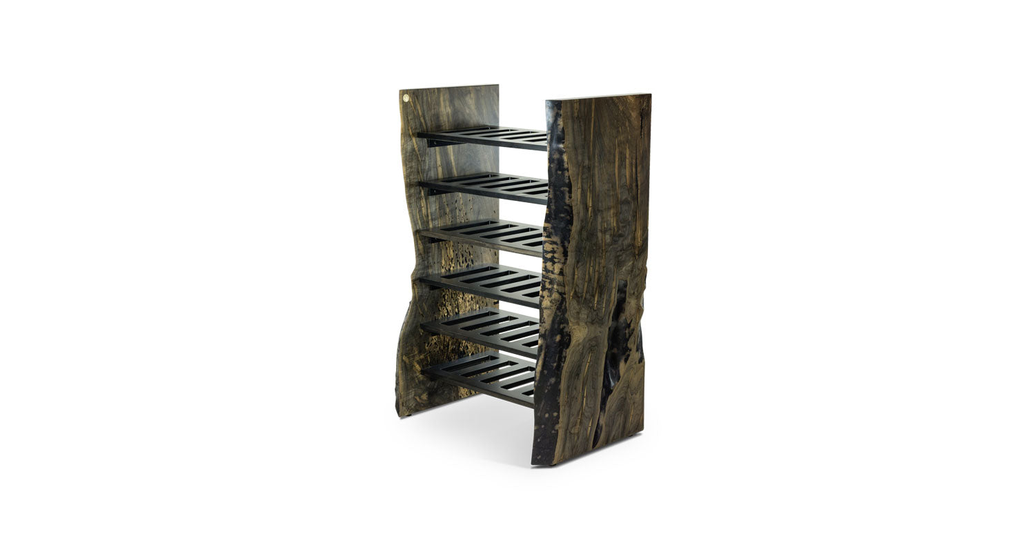 635 Silver Grade Live Edge Ebonized Maple 36-Bottle Wine Rack – Created ...