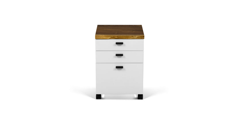 388 Silver Grade Live Edge Walnut Top Rolling File Cabinet