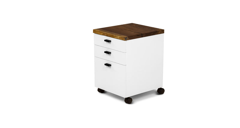 388 Silver Grade Live Edge Walnut Top Rolling File Cabinet