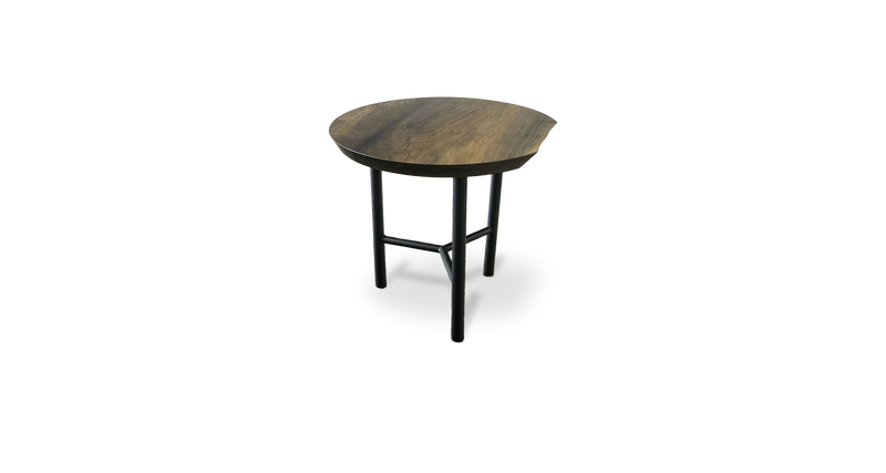 1091 Ebonized Partial Live Edge Sycamore Side Table 26" D