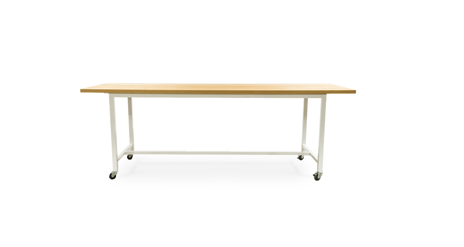 1057 Oak Straight Edge Bar Table 120" x 36" Created Hardwood