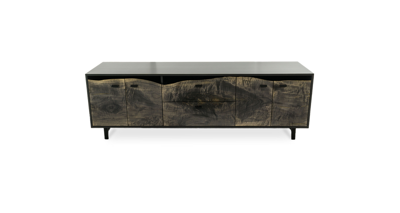 1103 Ebonized Maple Live Edge Solid Face Credenza 96" x 24"