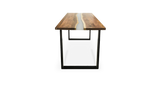 1058 Walnut Straight Edge Bar Table with Smoke Epoxy River 108" x 36"