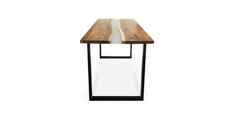 1058 Walnut Straight Edge Bar Table with Smoke Epoxy River 108" x 36"