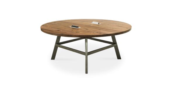 1006 Walnut Straight Edge Round Table 72" D