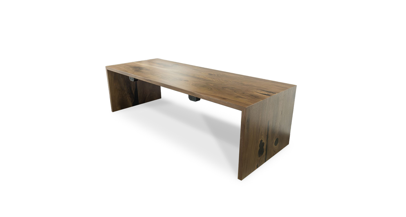 1019 Walnut Straight Edge Waterfall Table 96