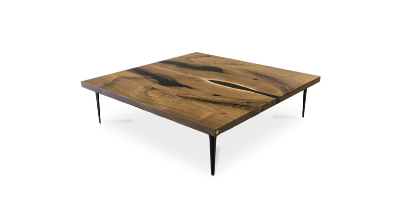 1085 Walnut Straight Edge Bookmatch Coffee Table 60" x 60"